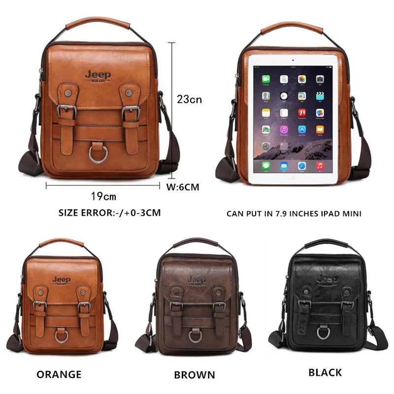 JEEP BULUO Multi-function Business Handbags Men New Man's Shoulder Bag Large Capacity Leather Messenger Bag Crossbody Big Brand